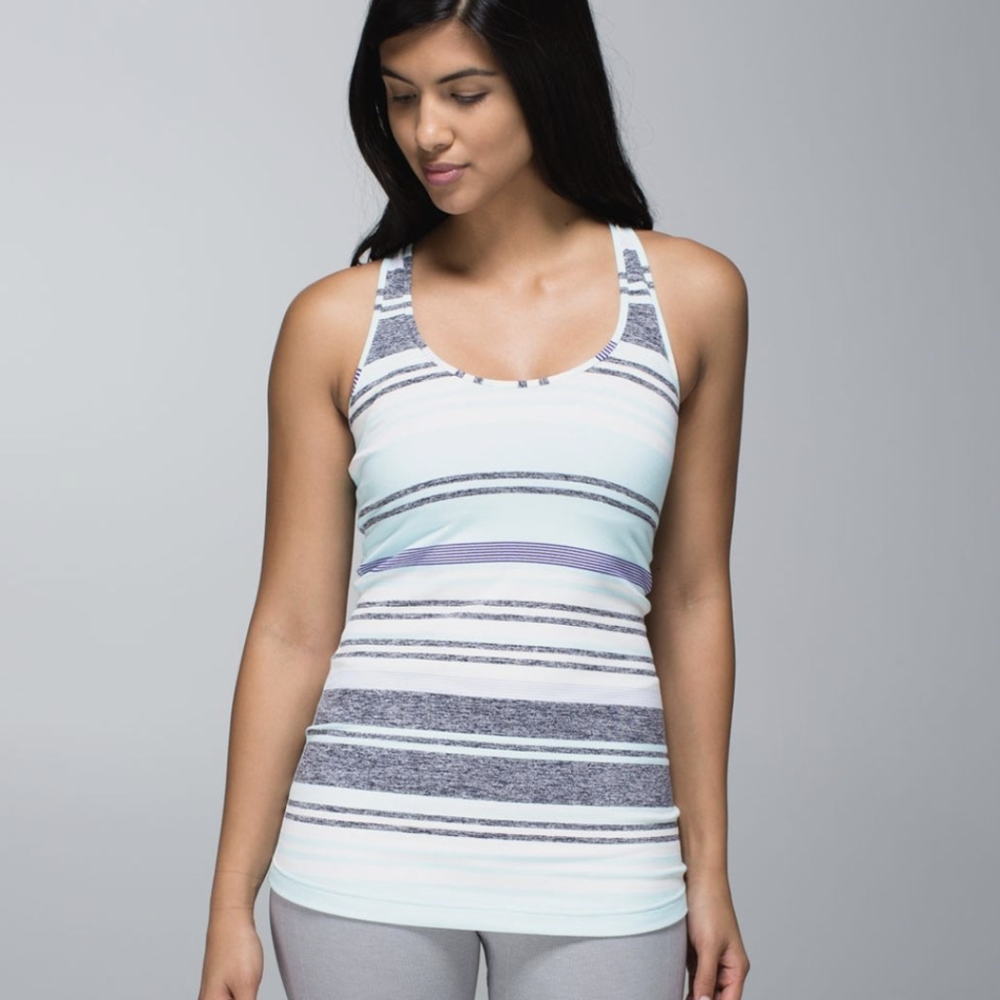 Lululemon Cool Racerback Groovy Stripe Static Wave Cadet Blue